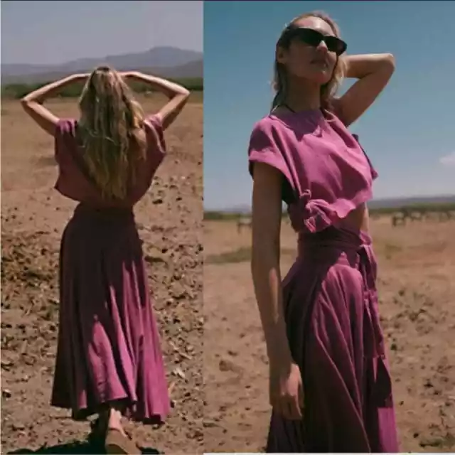 NEW Free People Summer Sunset Skirt Top Set Plum Mulberry Color Size Medium