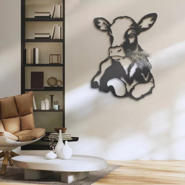 Dairy Cow Farmhouse Metal Wall Art LED Light Funny Calf Farm Sign Home Decor