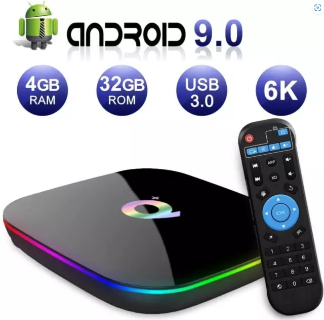 Smart Tv Box Q-Plus Android Pie 10.0 4Gb Ram 64Gb 6K Wifi Dazn New Sport Netflix