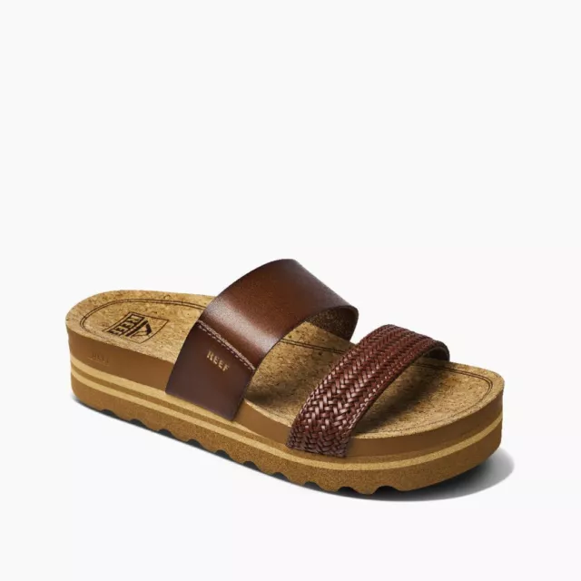 Reef Women's Cushion Vista Hi Slide Sandal - Chocolate Braid NWB