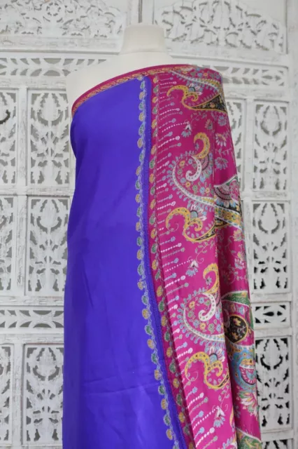 sari bollywood indiano sari rosa stampato seta viola SKU18379 2