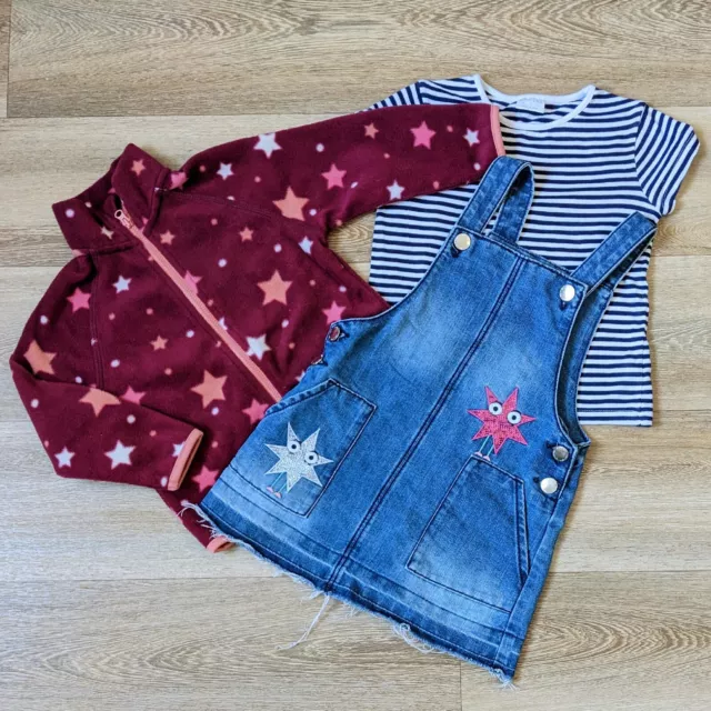 Lovely Clothes Bundle Outfit Girls Age 2-3 Years Stars Stripes Denim Dress