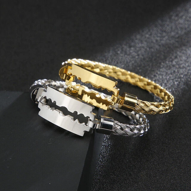 Nueva pulsera personalizada de acero al vacío hoja tejida hoja titanio acero