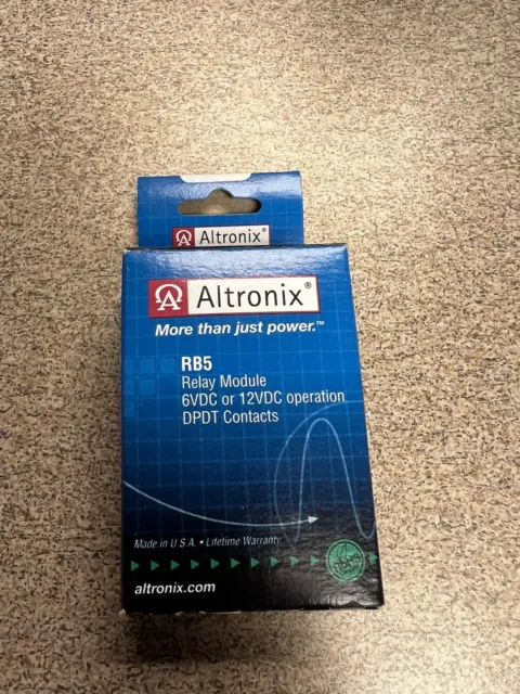 Altronix Part # RB5 - Relay Module 6 VDC or 12 VDC w/ DPDT Contacts