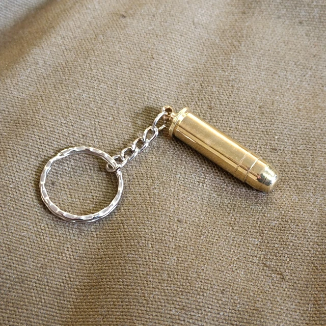 Porte-clés Cartouche Doré En Métal - Pendentif Munition Décoratif - Marque Onwomania - Neuf Avec étiquettes