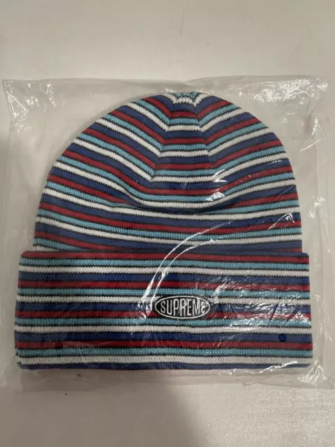Supreme Multi Stripe Beanie Cap White Brand New- Fast Shipping- Free Stickers-