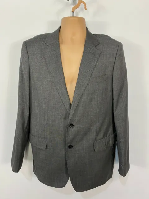 Mens Jaeger Size 42R Grey 100% Wool Button Up Smart Formal Suit Jacket Blazer