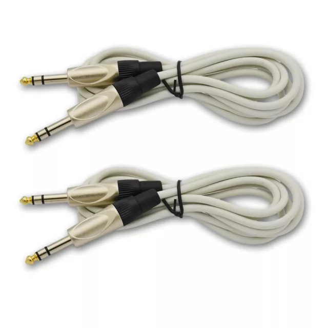 2,6.35mm (1/4 inch) Male to Male Stereo Cable in white for Audio Connections