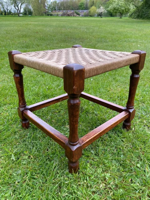 Arts & Crafts Style Oak & Rope Woven Foot Stool 1910 interior design