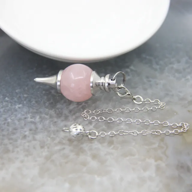 10Pcs Natural Rose Quartz Pendant Necklace Bead Healing Chakra Crystal Pendulum