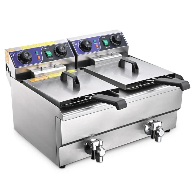 WeChef 23.4L Deep Fryer w/ Timer Drain Fast Food French Frys Electric Cooker
