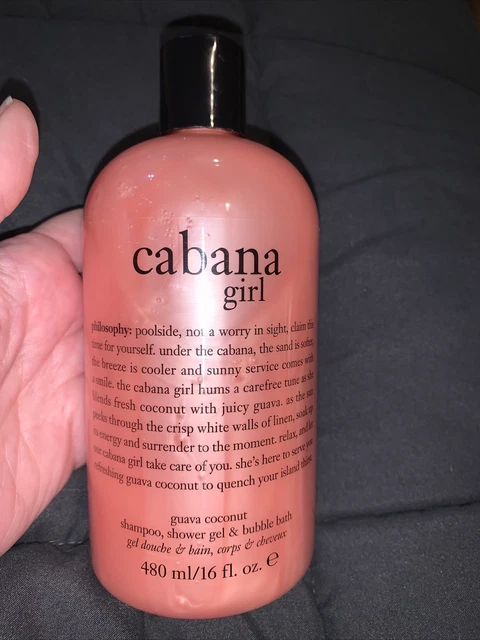 NEW Philosophy Cabana Girl 16 oz Shampoo Shower Gel Bubble Bath Guava Coconut