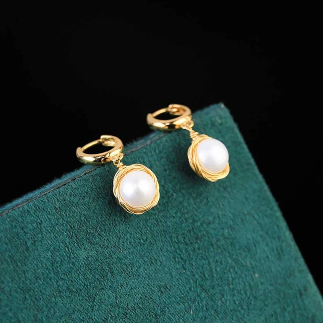 Bohemian style Natural Freshwater cultured pearl Earrings Wedding