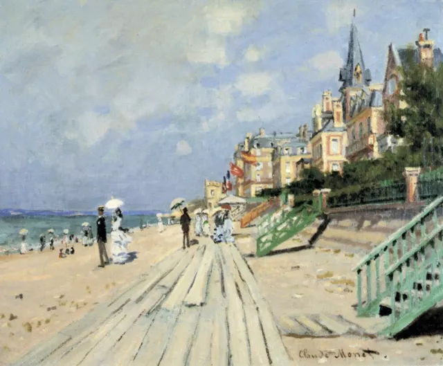 Beach at trouville by Claude Monet Giclee Fine Art Print Reproduction on Canvas