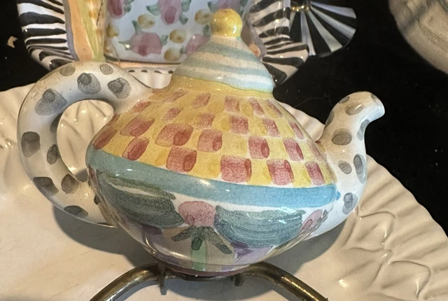 MacKenzie-Childs Teapot Ceramic Pottery Light Topper Lamp Finial