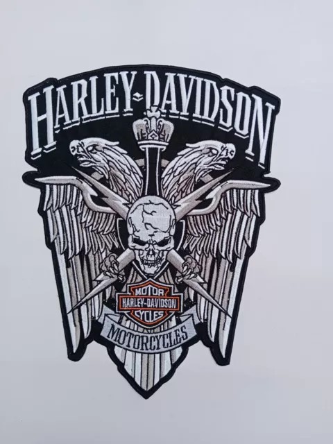 Harley Davidson Wings Skull Large - Harley Motorcycle 12" Patch