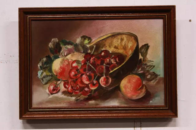 Dipinto / quadro olio su tela natura morta con cesto di frutta XX sec. painting