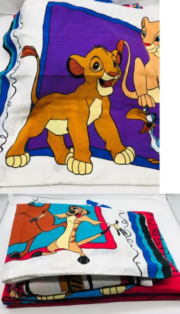 Vintage Disney The Lion King 3 Piece Sheet Set Twin Flat Fitted Pillow Case USA