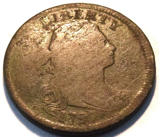1797 Draped Bust Large Cent, Plain Edge, Scarce, Early Date Penny, 1C Type Coin