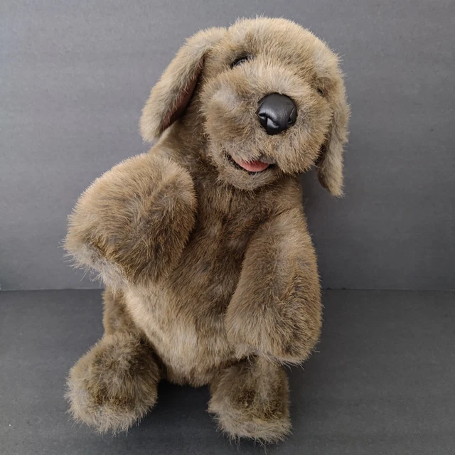 FOLKMANIS FOLKTAILS SITTING Brown Puppy Dog Realistic Plush Hand Puppet