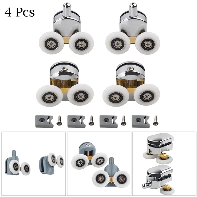 Lot De 4 Rouleaux De Porte De Douche En Alliage De Zinc 23mm - Pour Portes Courbes, ép. Verre 4-8mm