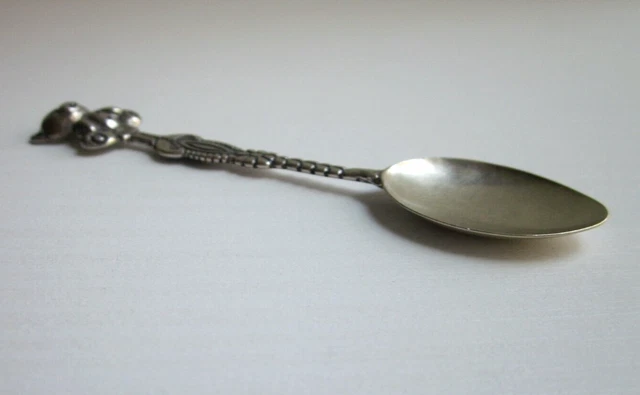 Cucchiaio Bimbo in Argento 800-con Orsetto-Microfusione-9,5 cm-Vintage Anni 90