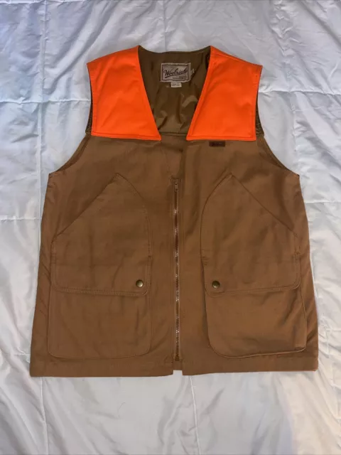 Vintage Men’s M Woolrich Game Hunting Vest Orange Duck Brown Zipper Never Used!