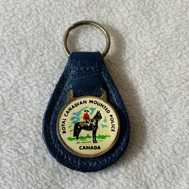 Vintage RCMP Leather Keychain Fob Royal Canadian Mounted Police Canada Horse