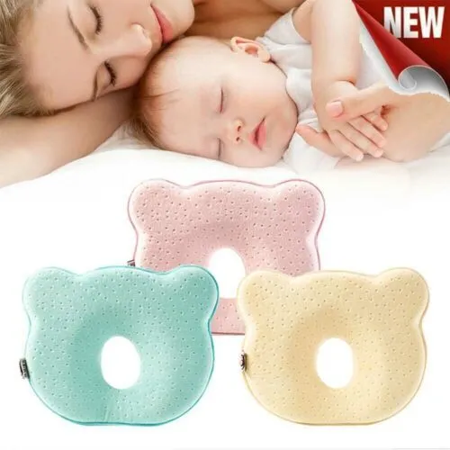 Soft Cotton Newborn Baby Flat Head Shape Infant Pillow Sleeping Support Cushion.