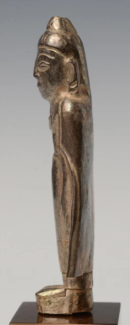 18th Century, Shan, Antique Burmese Silver Respousse Standing Buddha 8