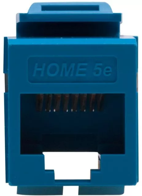 Set of 8 Leviton 5EHOM--RI.5 Snap in Jack T568 A/B. 8P8C Residential Wiring Blue 3