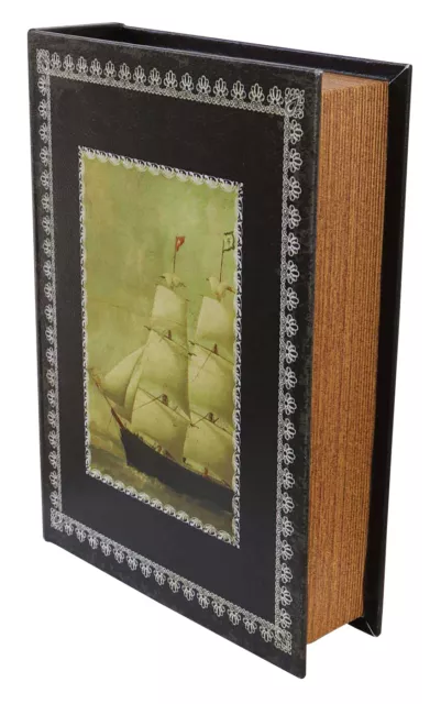 Boite faux livre en bois style vintage décor mappemonde