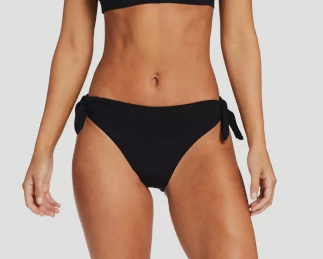 $144 Vitamin A Womens Black Solid Tracy Recycled Bikini Bottom Swimwear Size M/8