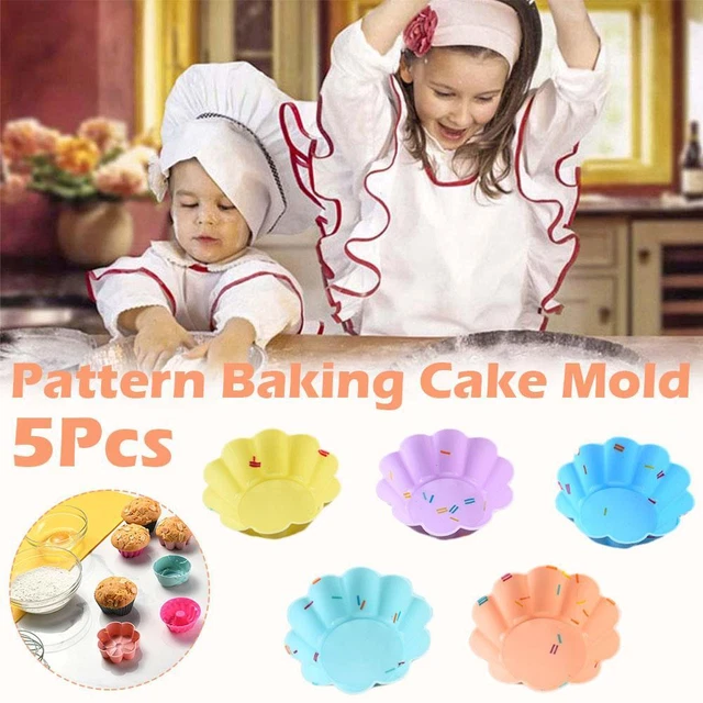 5 x Silicone Cake Muffin Chocolate Cupcake Liner Baking Cup Cookie Mold`