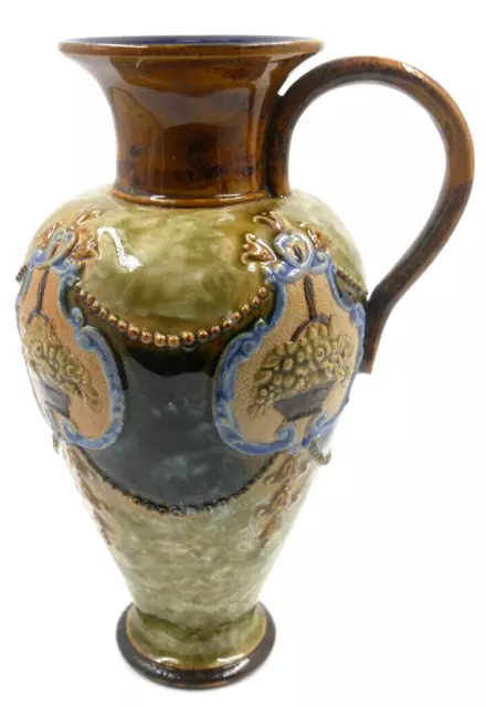 Very Pretty Royal Doulton Stoneware Art Nouveau Ewer Jug Handled Vase 7"   X9611