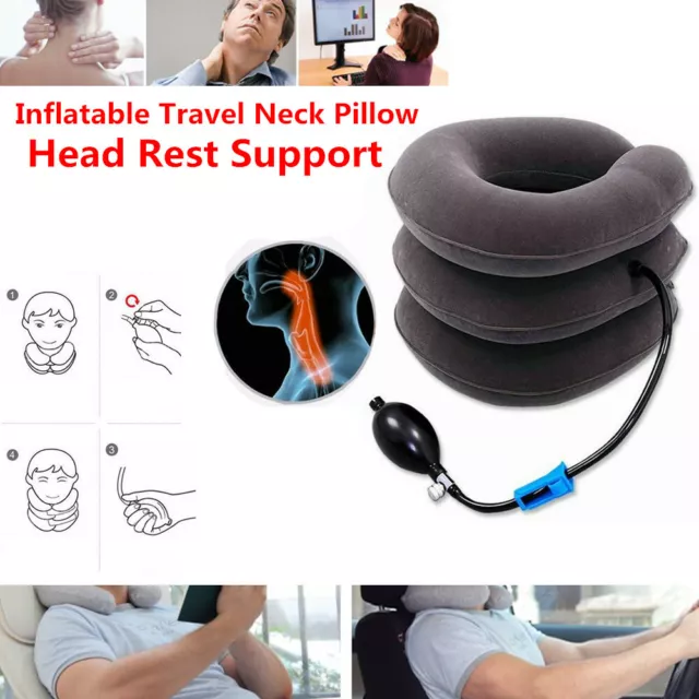 Car Office Inflatable Travel Cervical Air Neck Pillow Head Rest Shoulder Support