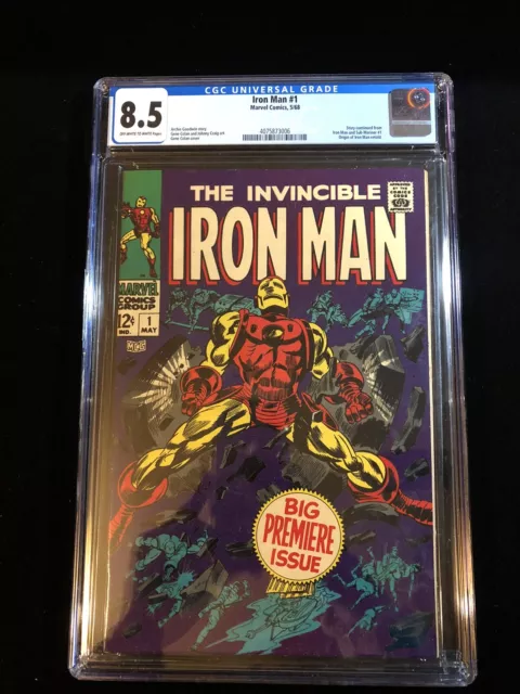 Iron Man (1968) #1 CGC 8.5 OW to WHITE Pages Origin Retold 1st solo title