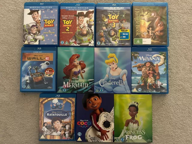 11 x Disney BLURAY Films BUNDLE JOB LOT Toy Story 1,2,3 Wall E Moana Coco + More