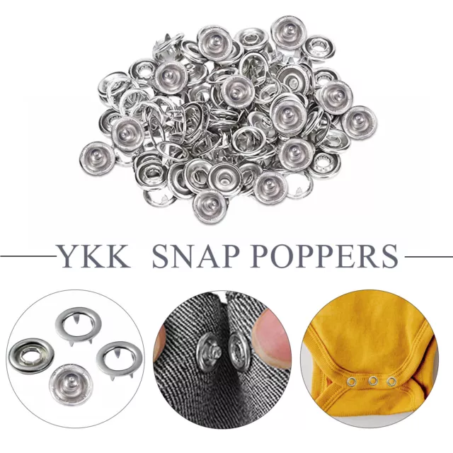 10-1000pcs 9.5/10mm YKK Prong Ring Press Stud Snap Popper Fasteners Baby Clothes