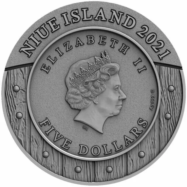 2021 Niue Woman Warrior Mulan 2oz Antique Finish Silver Coin 2