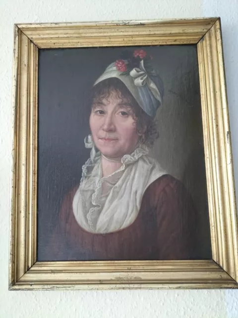 18 Jahrhundert  Barock Portrait einer Frau Öl Leinwand.