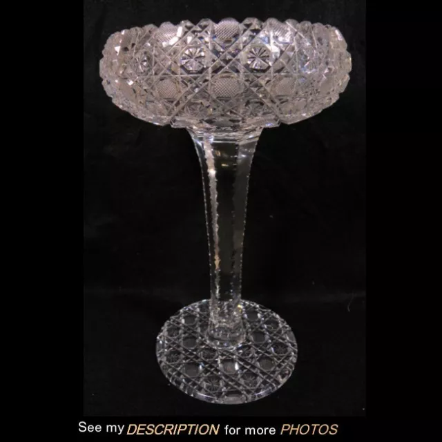 Great Large ABP American Brilliant Cut Glass Compote Harvard Pattern