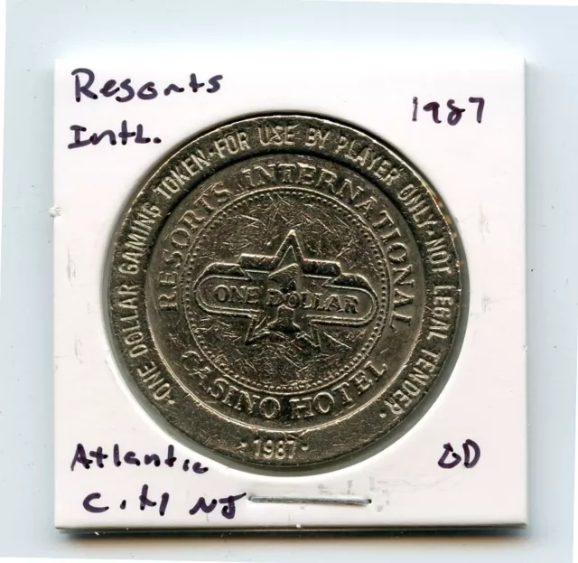 1.00 Token from the Resorts International Casino Atlantic City New Jersey GD 87