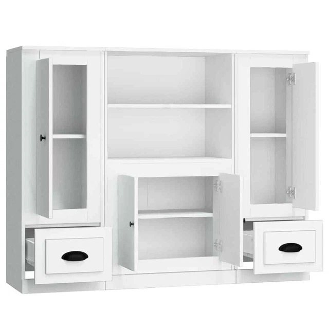 AX Credenza 3 Mobiletti Bianco 132x35.5x103.5cm Minimalista Soggiorno 0k 3185311