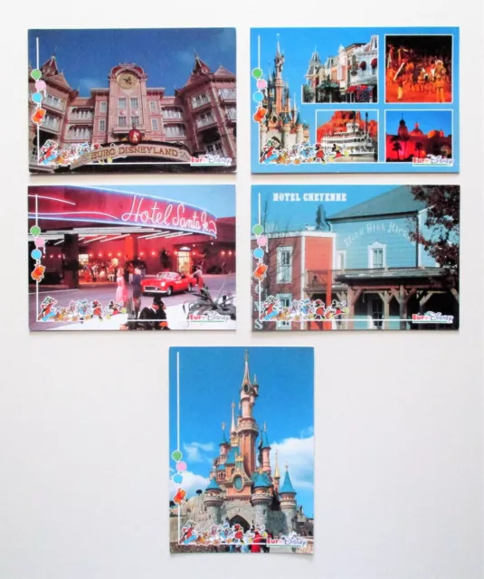 Lot de 5 cartes postales collection disney EURODISNEY Disneyland Paris/postcards