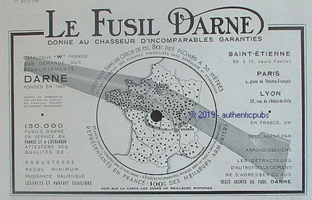 PUBLICITE FUSIL CHARLIN A CANON FIXE ET EJECTEUR ARMURERIE