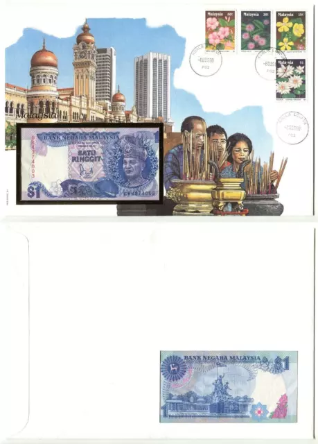 Banknotenbrief Malaysia  mit 1 Ringgit ND(1989)