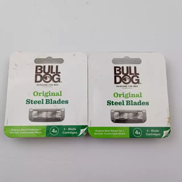 2x Bull Dog Original Steel Blades Refill Cartridges 5 Blades 4 Cartridges