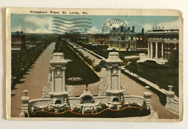 MO Postcard Kingsbur Place View Of Town - St. Louis, Missouri 1916 vtg B4