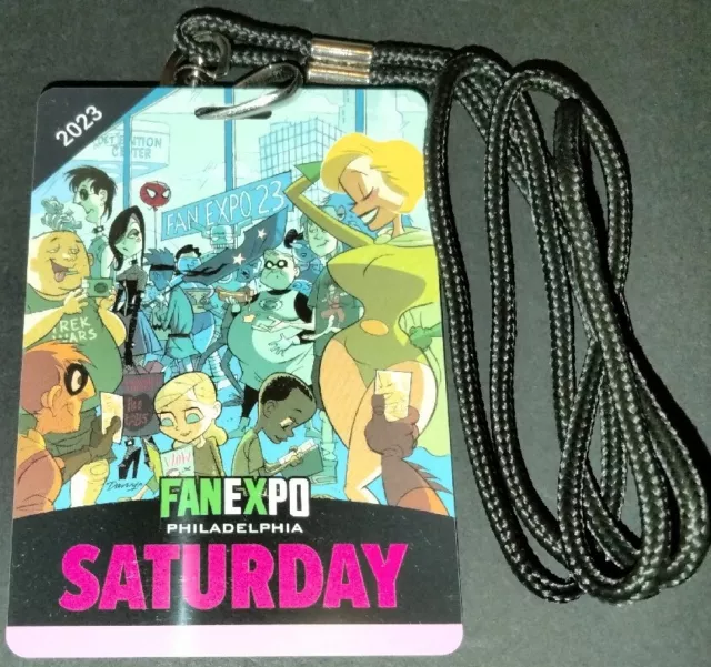 2023 Fan Expo Philadelphia Saturday Plastic Badge Pass Admission Ticket Lanyard